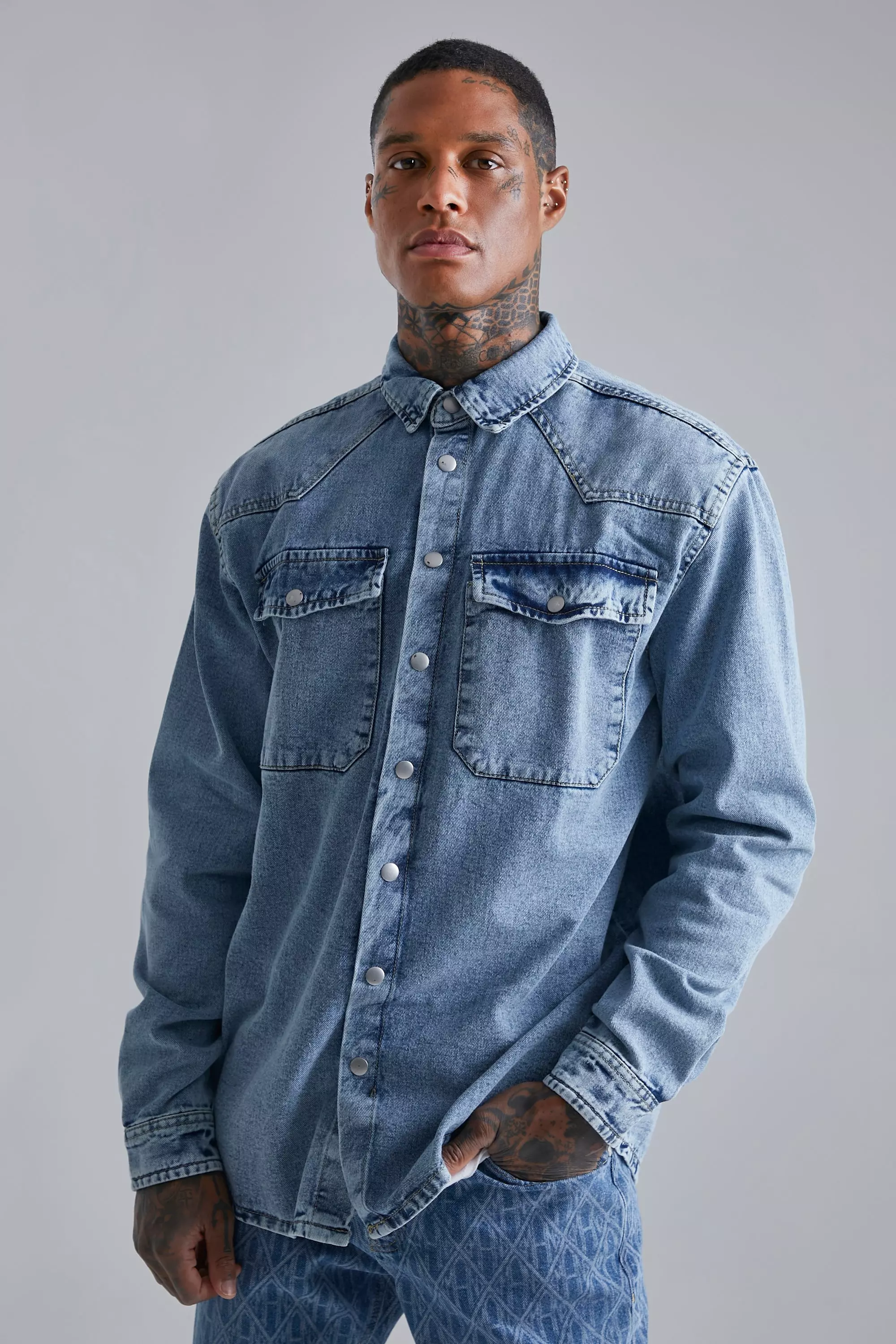 Oversized denim outlet shirt men